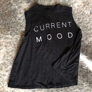 “Current Mood” Graphic Crop Muscle Tee